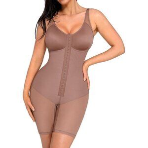 Women's Cocoa Shapewear Tummy Control Surgery Body Shaper Lifter Zipper Crotch